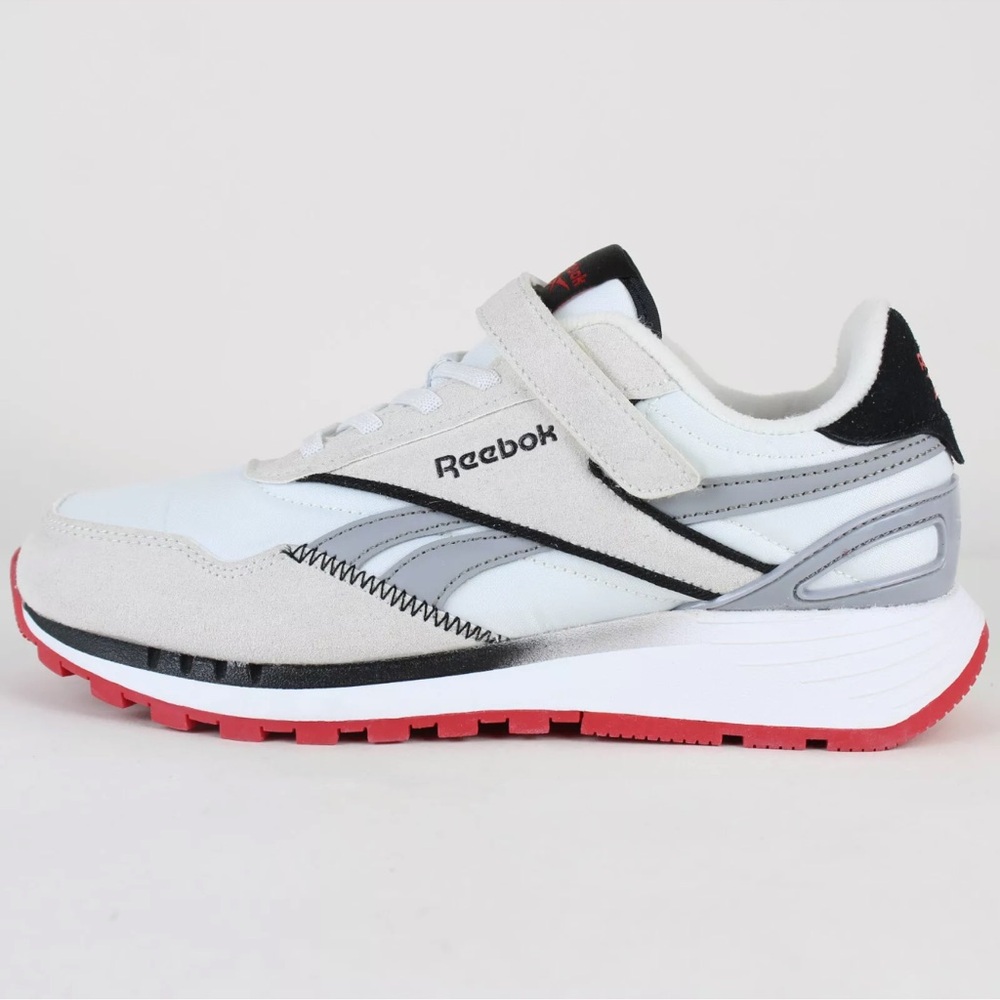 NEW Reebok Kids' Classic Nylon Athletic Low Top Shoes White Grey Red